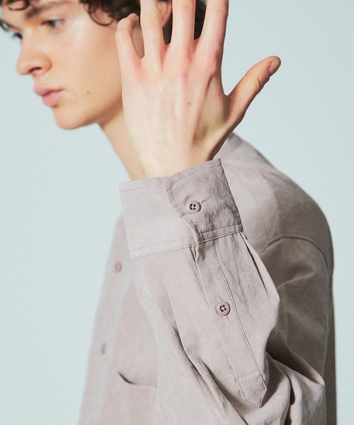 MYSELF ABAHOUSE（マイセルフアバハウス）の「【MYSELF ABAHOUSE】ネオスウェード ピーチ起毛 ノーカラー シャツ（シャツ/ブラウス・メンズ・ブルー/ベージュ/ライム/ネイビー/ピンクベージュ・44/46/48）」の16枚目の写真