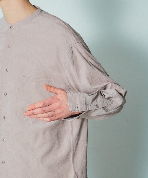 MYSELF ABAHOUSE（マイセルフアバハウス）の「【MYSELF ABAHOUSE】ネオスウェード ピーチ起毛 ノーカラー シャツ（シャツ/ブラウス・メンズ・ブルー/ベージュ/ライム/ネイビー/ピンクベージュ・44/46/48）」の17枚目の写真