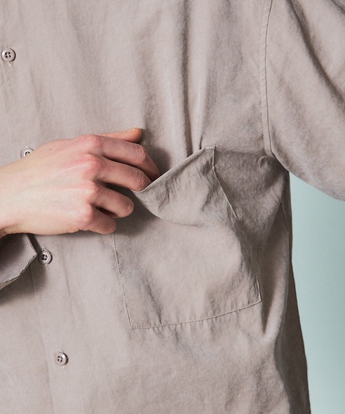 MYSELF ABAHOUSE（マイセルフアバハウス）の「【MYSELF ABAHOUSE】ネオスウェード ピーチ起毛 ノーカラー シャツ（シャツ/ブラウス・メンズ・ブルー/ベージュ/ライム/ネイビー/ピンクベージュ・44/46/48）」の18枚目の写真