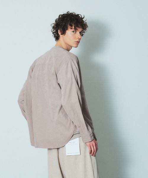 MYSELF ABAHOUSE（マイセルフアバハウス）の「【MYSELF ABAHOUSE】ネオスウェード ピーチ起毛 ノーカラー シャツ（シャツ/ブラウス・メンズ・ブルー/ベージュ/ライム/ネイビー/ピンクベージュ・44/46/48）」の21枚目の写真