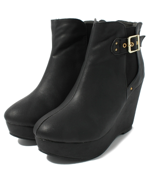 WEGO（ウィゴー）の「サイドゴアウェッジブーツ（ブーツ・レディース・ブラック/ブラウン/ベージュ・23.5/24.5）」の14枚目の写真