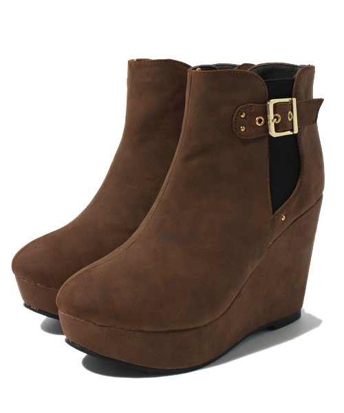 WEGO（ウィゴー）の「サイドゴアウェッジブーツ（ブーツ・レディース・ブラック/ブラウン/ベージュ・23.5/24.5）」の13枚目の写真