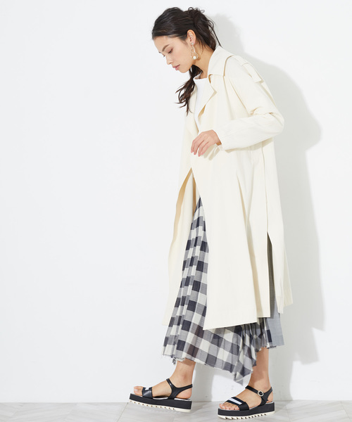 STUDIOUS（ステュディオス）の「アシンメトリーギンガムチェックプリーツスカート（スカート・レディース・ライトグレー/ネイビー・0/1）」の3枚目の写真
