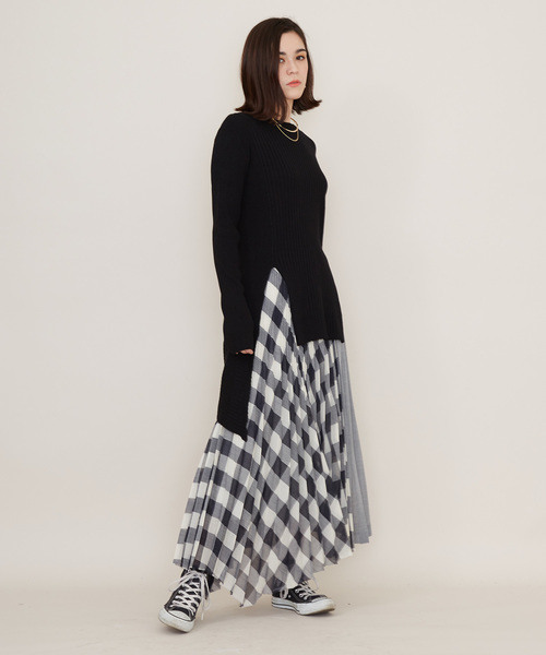 STUDIOUS（ステュディオス）の「アシンメトリーギンガムチェックプリーツスカート（スカート・レディース・ライトグレー/ネイビー・0/1）」の22枚目の写真