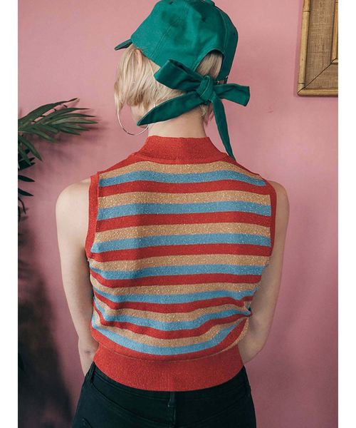 jouetie(ジュエティ)の「ラメボーダーノースリニット(ニット/セーター・レディース・グリーン/レッド/パープル・MEDIUM)」の12枚目の写真