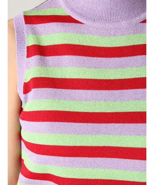 jouetie(ジュエティ)の「ラメボーダーノースリニット(ニット/セーター・レディース・グリーン/レッド/パープル・MEDIUM)」の6枚目の写真