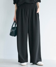 エンボス加工ウエストシャーリングワイドパンツ