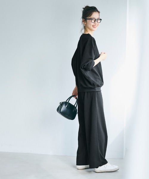 coca(coca)(コカ)の「エンボス加工ウエストシャーリングワイドパンツ(その他パンツ・レディース・ブラック/ダークベージュ/アイボリー/ネイビー/ライトグレー/グレー/ライトベージュ/ダークブラウン/ダークブルー・ONE SIZE/SHORT/LONG/MEDIUM/S/M/L)」の21枚目の写真