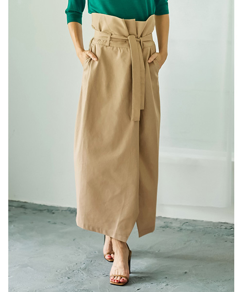 Re:EDIT（リエディ）の「リネンライクハイウエストラップタイトスカート（スカート・レディース・ブラック/ベージュ/ブルー/キャメル・MEDIUM/LARGE）」の3枚目の写真