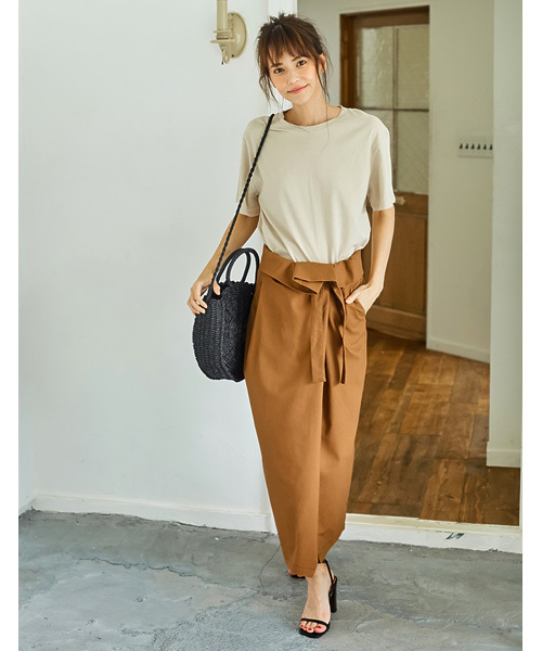 Re:EDIT（リエディ）の「リネンライクハイウエストラップタイトスカート（スカート・レディース・ブラック/ベージュ/ブルー/キャメル・MEDIUM/LARGE）」の8枚目の写真