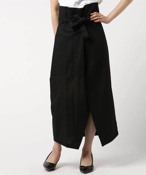 Re:EDIT（リエディ）の「リネンライクハイウエストラップタイトスカート（スカート・レディース・ブラック/ベージュ/ブルー/キャメル・MEDIUM/LARGE）」の2枚目の写真