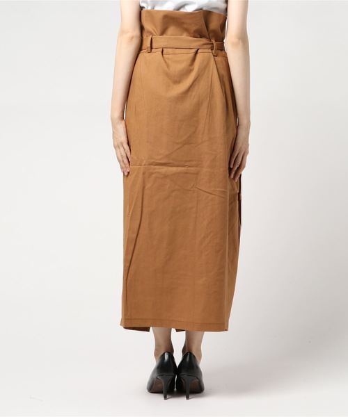 Re:EDIT（リエディ）の「リネンライクハイウエストラップタイトスカート（スカート・レディース・ブラック/ベージュ/ブルー/キャメル・MEDIUM/LARGE）」の6枚目の写真