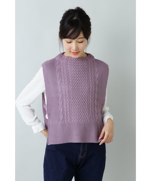 NATURAL BEAUTY BASIC(ナチュラルビューティーベーシック)の「【HugMug 掲載】ケーブルベスト(ニット/セーター・レディース・ネイビー/グレー/ピンク・MEDIUM)」の22枚目の写真
