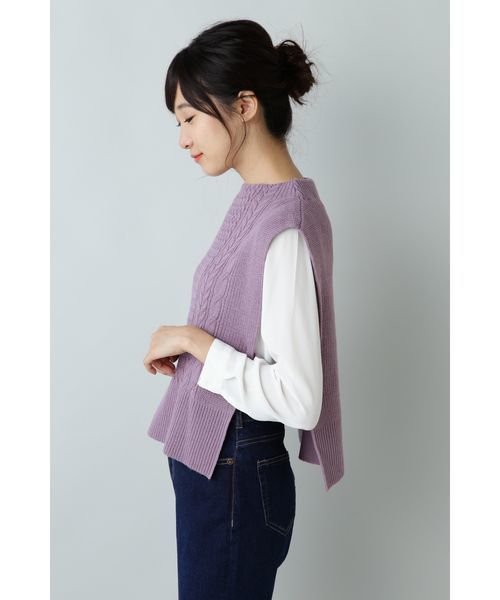 NATURAL BEAUTY BASIC(ナチュラルビューティーベーシック)の「【HugMug 掲載】ケーブルベスト(ニット/セーター・レディース・ネイビー/グレー/ピンク・MEDIUM)」の21枚目の写真