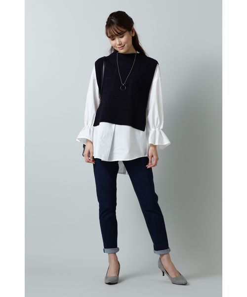 NATURAL BEAUTY BASIC(ナチュラルビューティーベーシック)の「【HugMug 掲載】ケーブルベスト(ニット/セーター・レディース・ネイビー/グレー/ピンク・MEDIUM)」の15枚目の写真