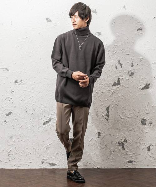 MinoriTY（マイノリティ）の「ミラノリブ編みビッグシルエットタートルネックニット（ニット/セーター・メンズ・ブラック/ブラウン/チャコールグレー/ベージュ/ワイン/杢グレー/オフホワイト・L/M）」の22枚目の写真