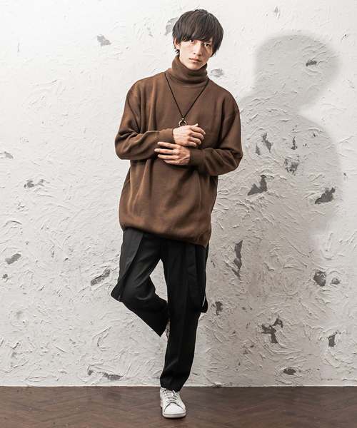 MinoriTY（マイノリティ）の「ミラノリブ編みビッグシルエットタートルネックニット（ニット/セーター・メンズ・ブラック/ブラウン/チャコールグレー/ベージュ/ワイン/杢グレー/オフホワイト・L/M）」の20枚目の写真