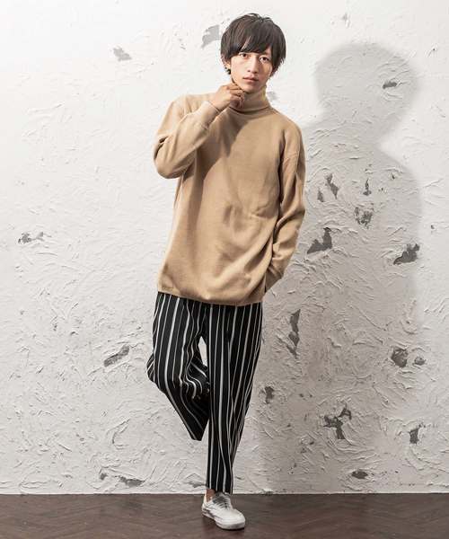 MinoriTY（マイノリティ）の「ミラノリブ編みビッグシルエットタートルネックニット（ニット/セーター・メンズ・ブラック/ブラウン/チャコールグレー/ベージュ/ワイン/杢グレー/オフホワイト・L/M）」の18枚目の写真