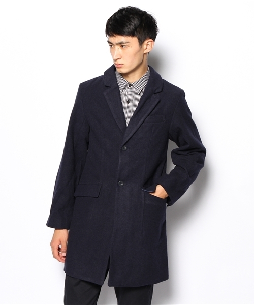 CIAOPANIC（チャオパニック）の「【Ciaopanic】メルトンチェスターコート（ステンカラーコート・メンズ・ブラック/ネイビー/キャメル・SMALL/MEDIUM/LARGE）」の10枚目の写真