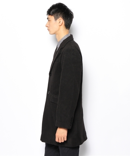 CIAOPANIC（チャオパニック）の「【Ciaopanic】メルトンチェスターコート（ステンカラーコート・メンズ・ブラック/ネイビー/キャメル・SMALL/MEDIUM/LARGE）」の4枚目の写真
