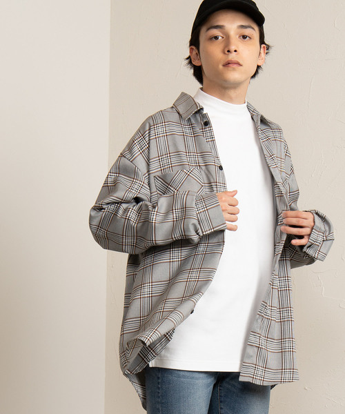 WEGO（ウィゴー）の「WEGO/チェックビッグシルエットシャツ（シャツ/ブラウス・メンズ・ブラウン系その他2/ブルー系その他2・MEDIUM/LARGE）」の2枚目の写真