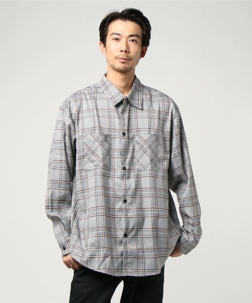 WEGO（ウィゴー）の「WEGO/チェックビッグシルエットシャツ（シャツ/ブラウス・メンズ・ブラウン系その他2/ブルー系その他2・MEDIUM/LARGE）」の12枚目の写真