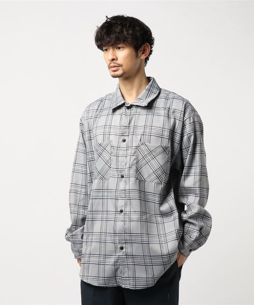 WEGO（ウィゴー）の「WEGO/チェックビッグシルエットシャツ（シャツ/ブラウス・メンズ・ブラウン系その他2/ブルー系その他2・MEDIUM/LARGE）」の16枚目の写真