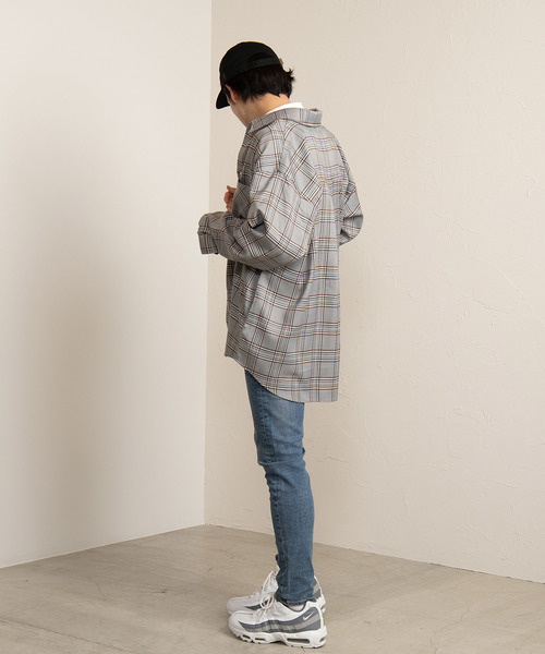 WEGO（ウィゴー）の「WEGO/チェックビッグシルエットシャツ（シャツ/ブラウス・メンズ・ブラウン系その他2/ブルー系その他2・MEDIUM/LARGE）」の17枚目の写真