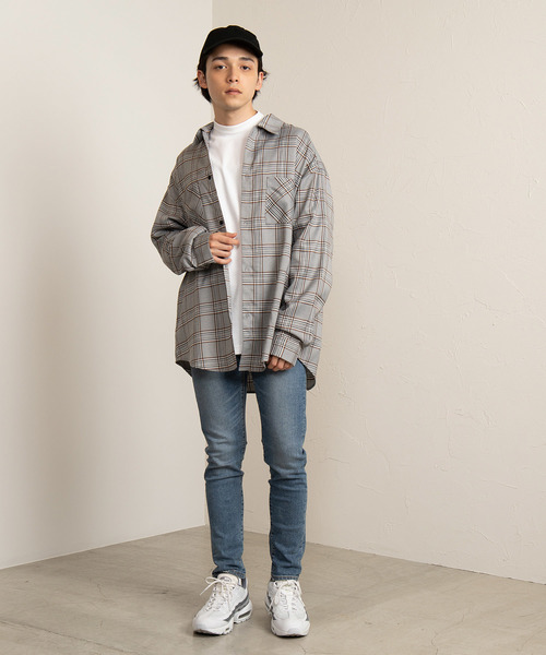 WEGO（ウィゴー）の「WEGO/チェックビッグシルエットシャツ（シャツ/ブラウス・メンズ・ブラウン系その他2/ブルー系その他2・MEDIUM/LARGE）」の13枚目の写真