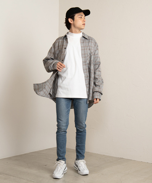 WEGO（ウィゴー）の「WEGO/チェックビッグシルエットシャツ（シャツ/ブラウス・メンズ・ブラウン系その他2/ブルー系その他2・MEDIUM/LARGE）」の5枚目の写真