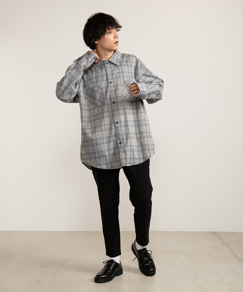 WEGO（ウィゴー）の「WEGO/チェックビッグシルエットシャツ（シャツ/ブラウス・メンズ・ブラウン系その他2/ブルー系その他2・MEDIUM/LARGE）」の15枚目の写真