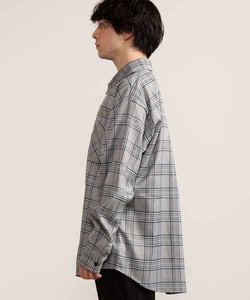 WEGO（ウィゴー）の「WEGO/チェックビッグシルエットシャツ（シャツ/ブラウス・メンズ・ブラウン系その他2/ブルー系その他2・MEDIUM/LARGE）」の18枚目の写真