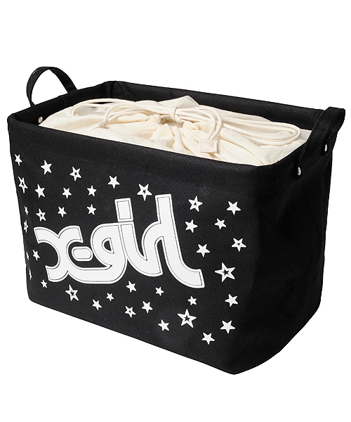X-girl（エックスガール）の「LOGO STARS BIG MULTI BOX（収納グッズ・レディース・ブラック/ホワイト・ONE SIZE）」の2枚目の写真