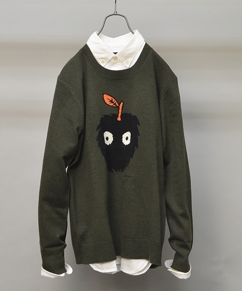 SHIPS JET BLUE（シップスジェットブルー）の「JB: アニマルインターシャ/クルーネックニット2（ニット/セーター・メンズ・グレー/ブラック/ネイビー/オリーブ・SMALL/MEDIUM/LARGE）」の4枚目の写真