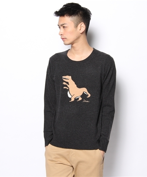 SHIPS JET BLUE（シップスジェットブルー）の「JB: アニマルインターシャ/クルーネックニット2（ニット/セーター・メンズ・グレー/ブラック/ネイビー/オリーブ・SMALL/MEDIUM/LARGE）」の14枚目の写真