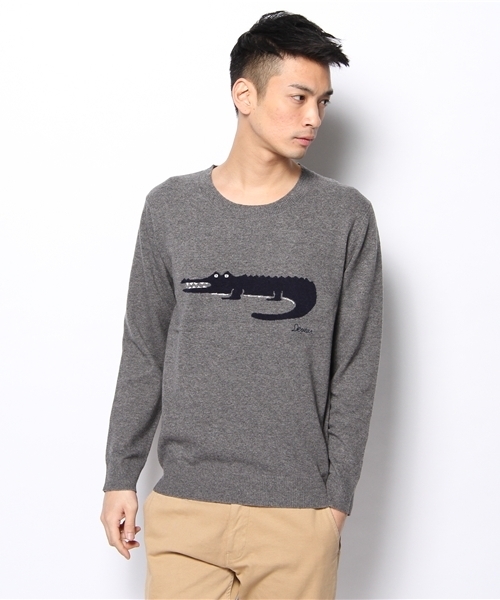 SHIPS JET BLUE（シップスジェットブルー）の「JB: アニマルインターシャ/クルーネックニット2（ニット/セーター・メンズ・グレー/ブラック/ネイビー/オリーブ・SMALL/MEDIUM/LARGE）」の15枚目の写真