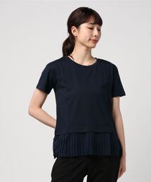 天竺シフォンプリーツ付き切替ペプラムTシャツ