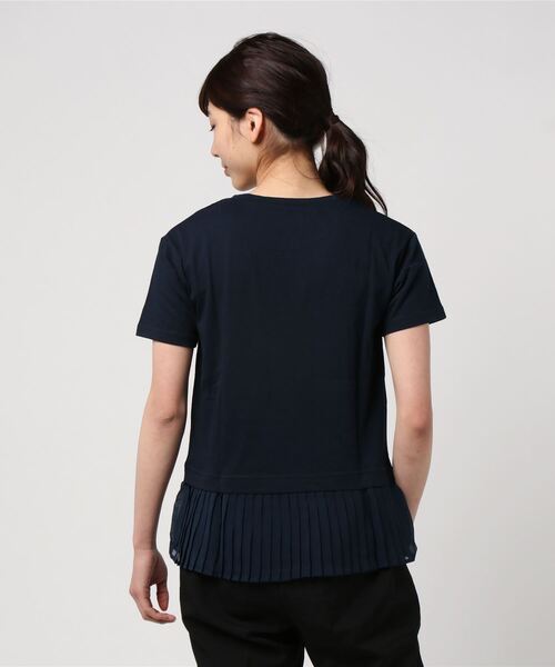 STYLEBLOCK（スタイルブロック）の「天竺シフォンプリーツ付き切替ペプラムTシャツ（Tシャツ/カットソー・レディース・ネイビー/ラベンダー/グレー・FREE）」の5枚目の写真