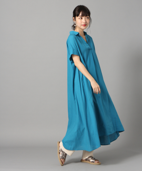 LOWRYS FARM（ローリーズファーム）の「スキッパーシャツワンピ　832229（ワンピース・レディース・オフホワイト/ブラック/グリーン/パープル・FREE）」の3枚目の写真