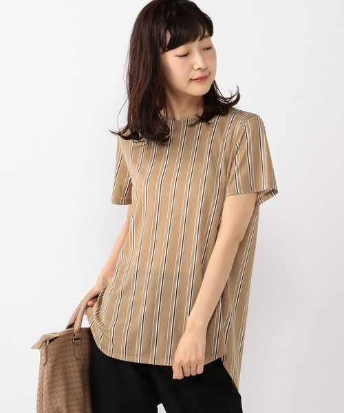 A/C DESIGN BY ALPHA CUBIC（エーシーデザインバイアルファキュービック）の「バックタックストライププルオーバー（Tシャツ/カットソー・レディース・オフホワイト/ネイビー/ベージュ・M size/L size）」の6枚目の写真