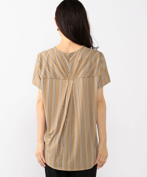 A/C DESIGN BY ALPHA CUBIC（エーシーデザインバイアルファキュービック）の「バックタックストライププルオーバー（Tシャツ/カットソー・レディース・オフホワイト/ネイビー/ベージュ・M size/L size）」の14枚目の写真