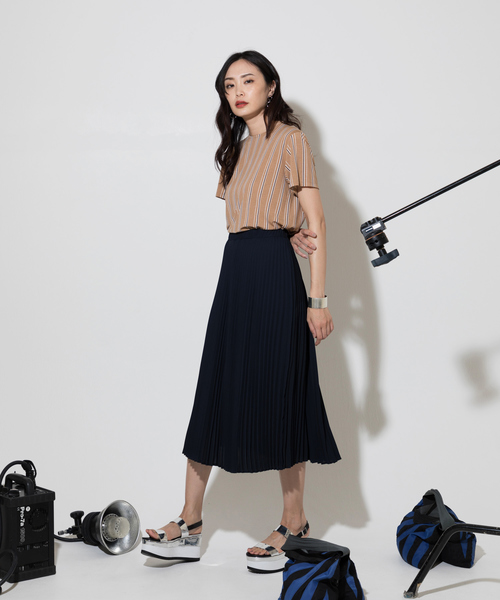 A/C DESIGN BY ALPHA CUBIC（エーシーデザインバイアルファキュービック）の「バックタックストライププルオーバー（Tシャツ/カットソー・レディース・オフホワイト/ネイビー/ベージュ・M size/L size）」の13枚目の写真