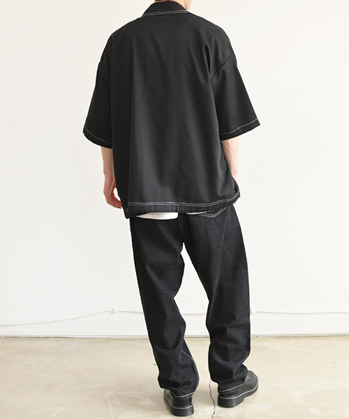 PairPair(ペアペア)の「配色ステッチポケット付きドロストビッグシャツ(シャツ/ブラウス・メンズ・ブラック/ベージュ・FREE)」の9枚目の写真