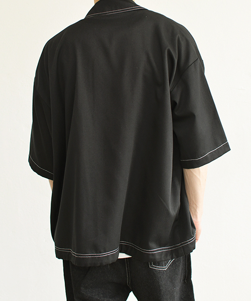 PairPair(ペアペア)の「配色ステッチポケット付きドロストビッグシャツ(シャツ/ブラウス・メンズ・ブラック/ベージュ・FREE)」の12枚目の写真