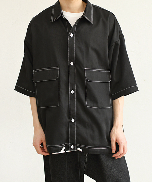 PairPair(ペアペア)の「配色ステッチポケット付きドロストビッグシャツ(シャツ/ブラウス・メンズ・ブラック/ベージュ・FREE)」の13枚目の写真