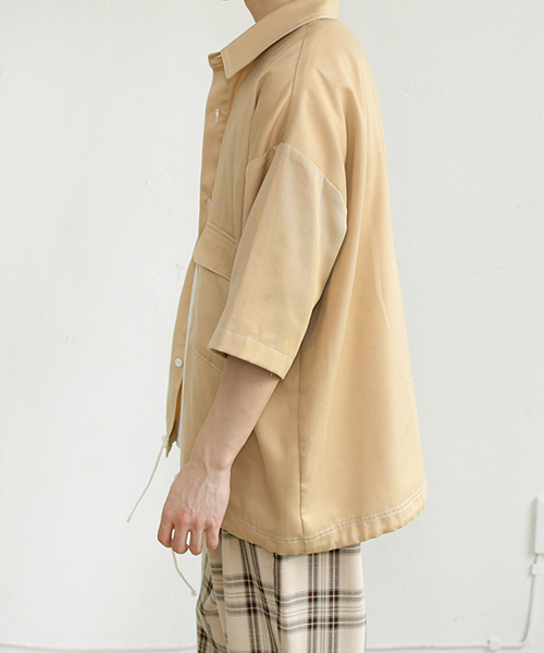 PairPair(ペアペア)の「配色ステッチポケット付きドロストビッグシャツ(シャツ/ブラウス・メンズ・ブラック/ベージュ・FREE)」の18枚目の写真