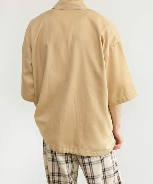 PairPair(ペアペア)の「配色ステッチポケット付きドロストビッグシャツ(シャツ/ブラウス・メンズ・ブラック/ベージュ・FREE)」の19枚目の写真