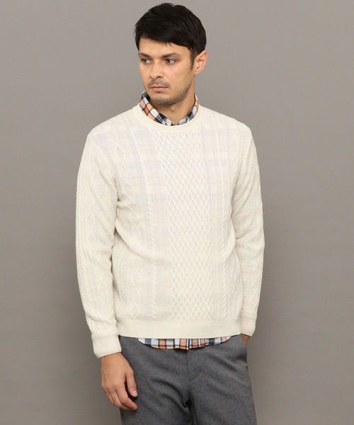 SHIPS（シップス）の「SC: WOOLMARK ミドルゲージ ランダム/アラン クルーネック ニット（ニット/セーター・メンズ・ブルー/グリーン/カーキ/グレー/ネイビー/ブラック/ホワイト・SMALL/MEDIUM/LARGE/X-LARGE）」の8枚目の写真