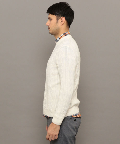 SHIPS（シップス）の「SC: WOOLMARK ミドルゲージ ランダム/アラン クルーネック ニット（ニット/セーター・メンズ・ブルー/グリーン/カーキ/グレー/ネイビー/ブラック/ホワイト・SMALL/MEDIUM/LARGE/X-LARGE）」の9枚目の写真