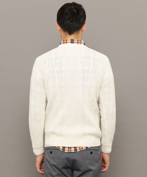 SHIPS（シップス）の「SC: WOOLMARK ミドルゲージ ランダム/アラン クルーネック ニット（ニット/セーター・メンズ・ブルー/グリーン/カーキ/グレー/ネイビー/ブラック/ホワイト・SMALL/MEDIUM/LARGE/X-LARGE）」の10枚目の写真